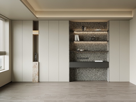 现代意式书柜su模型