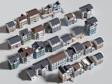 建筑住宅 自建房 农村住宅 自建别墅  农村自建房su模型