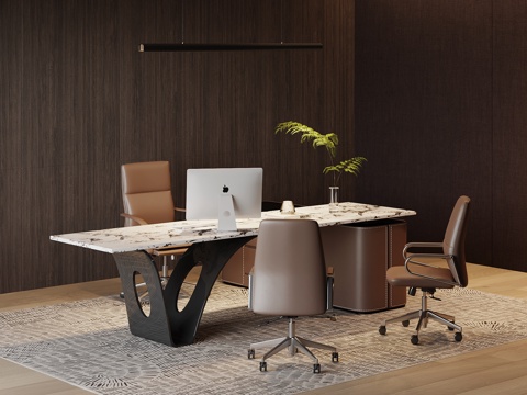 现代意式办公桌椅 学习桌椅 老板桌椅su模型