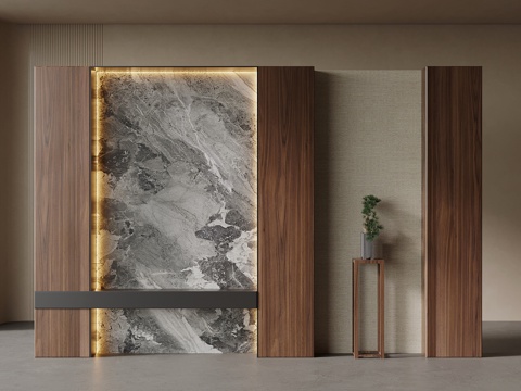 新中式玄关隔断su模型