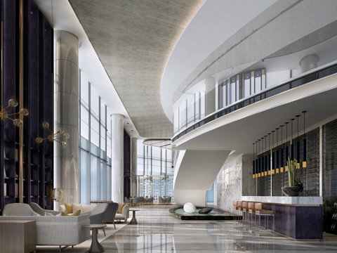  现代酒店 商业大厅3d模型 