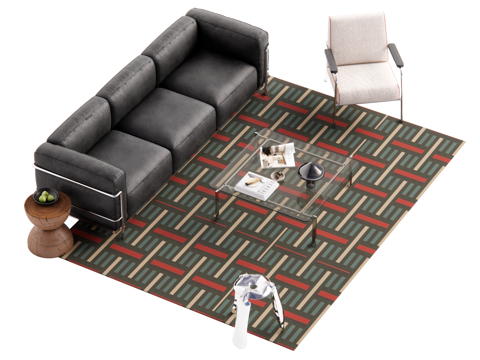 现代包豪斯沙发茶几组合su模型