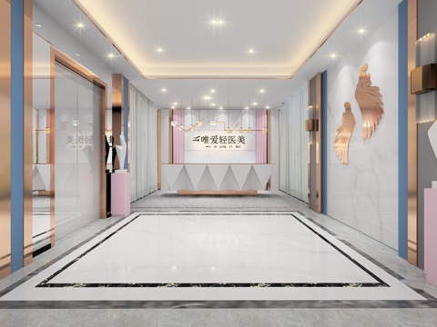  其它现代轻奢前台空间3d模型 