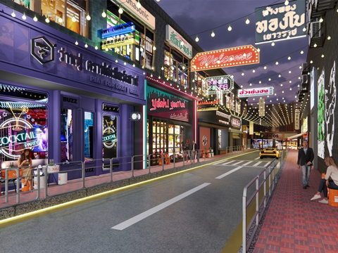 现代商业街景观 异国风情街su模型