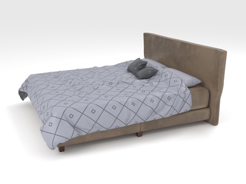  双人床 软包床 现代床 床垫 卧室床3d模型 