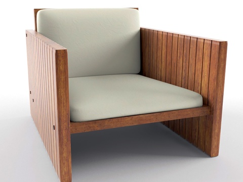 现代休闲椅 户外木椅 户外椅  椅子su模型