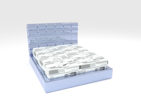  双人床 现代床 软包床 床架 高箱床3d模型 