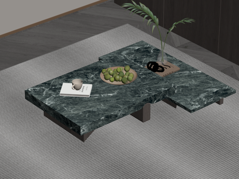 现代意式茶几 边几组合su模型