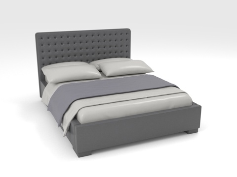  双人床 软包床 高箱床 现代床 床头靠背3d模型 