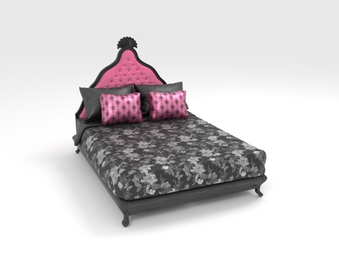  双人床 背景双人床 欧式床 高背床 床具3d模型 