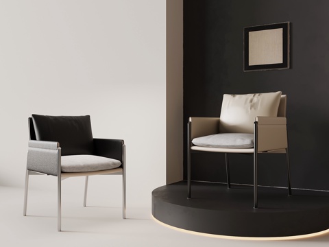 现代意式餐椅 休闲椅 单椅 椅子su模型