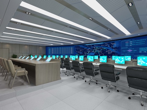  现代指挥监控室3d模型 