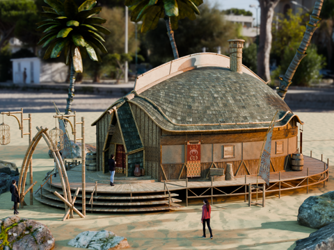 茅草屋 竹屋 木屋 树屋 海景打卡民宿 部落房屋su模型