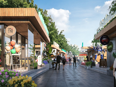 现代商业步行街 商业外摆 文化街区 商业街su模型