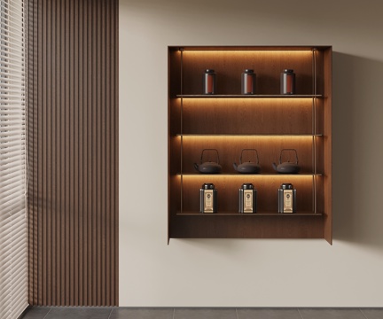 新中式壁柜 茶柜su模型