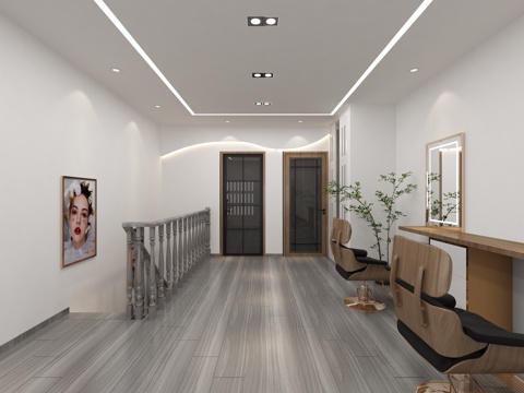  现代理发店3d模型 