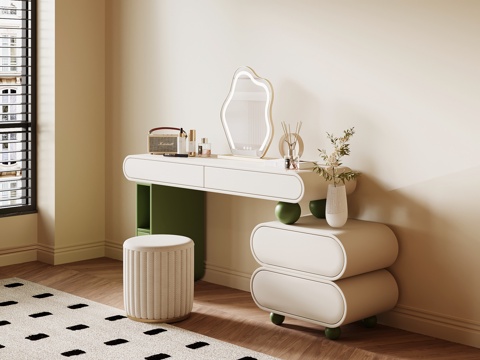 法式复古梳妆台 现代梳妆台 儿童梳妆台su模型