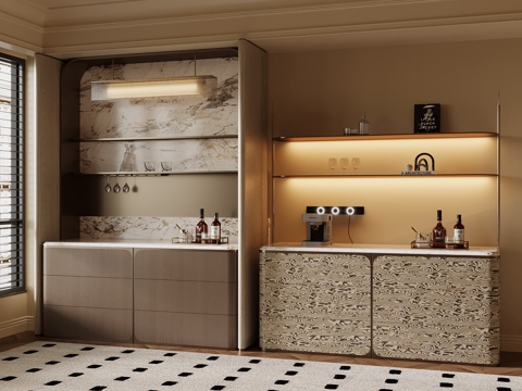 现代边柜 酒柜 装饰柜 酒架su模型