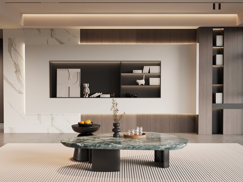 现代意式电视背景墙su模型