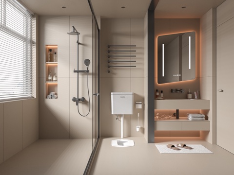  现代卫生间3d模型 