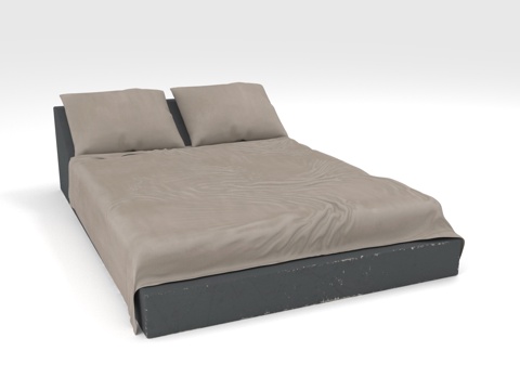  双人床 现代床 简约床 床架 实木床3d模型 