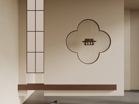 新中式玄关 小景观su模型