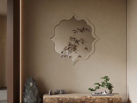 新中式玄关su模型