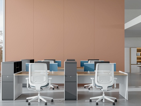 现代开放办公区su模型