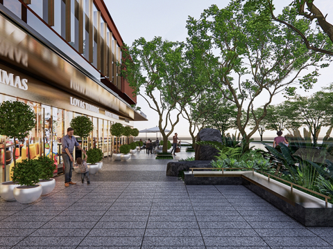 现代商业景观 商业外摆 文化街区 商业街su模型