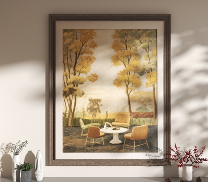 现代装饰画 抽象画 奶油风装饰画 宅寂风装饰画 简约挂画 现su模型