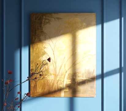 现代装饰画 抽象画 奶油风装饰画 宅寂风装饰画 简约挂画 现su模型