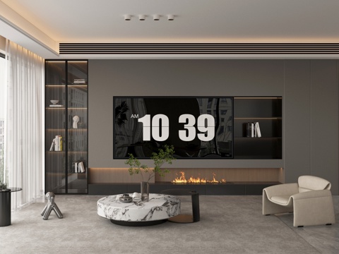 轻奢意式家居客厅 电视背景墙 客厅背景墙 意式客厅背景墙su模型