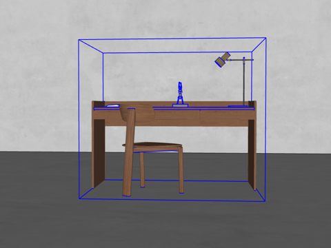 现代原木书桌椅su模型