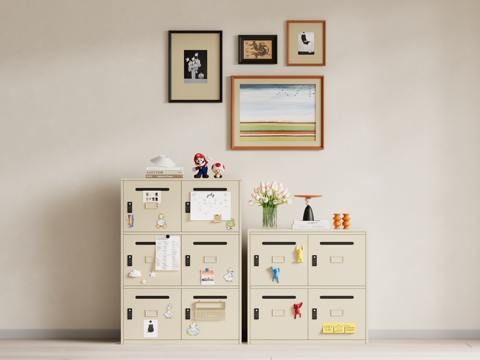 现代储物柜 密码柜su模型