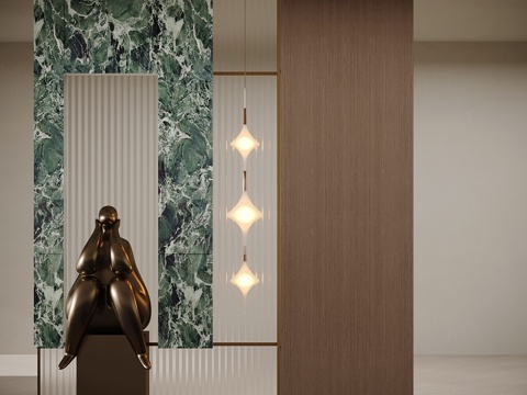 现代意式玄关 端景台玄关 玄关摆件 雕塑摆件 装饰性玄关su模型