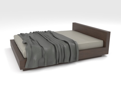  单人床 现代床 低矮床 实木床 床架3d模型 