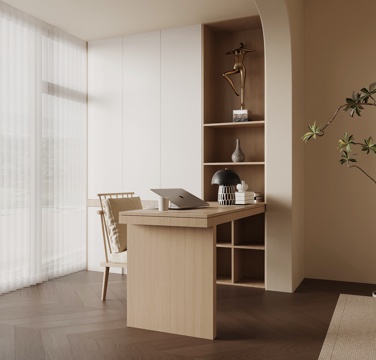 现代书柜 书桌椅su模型