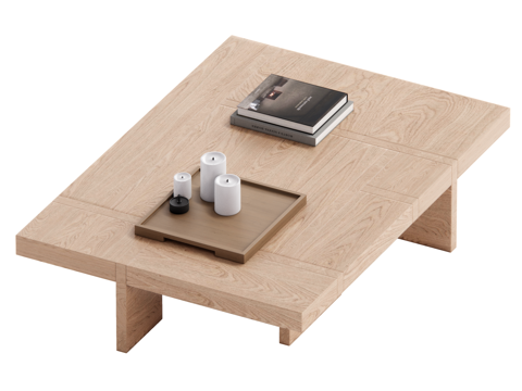 现代原木风茶几su模型