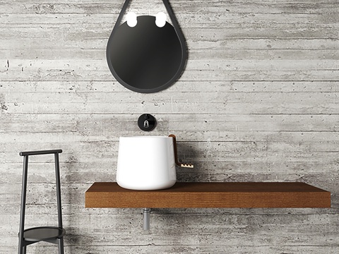 侘寂风洗手盆 台盆 休闲椅 挂镜su模型