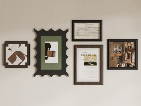 复古中古风装饰挂画su模型