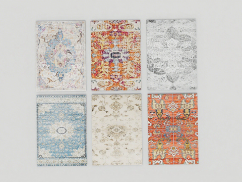 新中式复古花纹地毯su模型