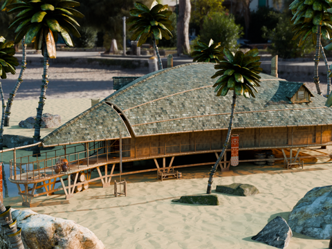 茅草屋 竹屋 木屋 树屋 海景打卡民宿 部落房屋su模型