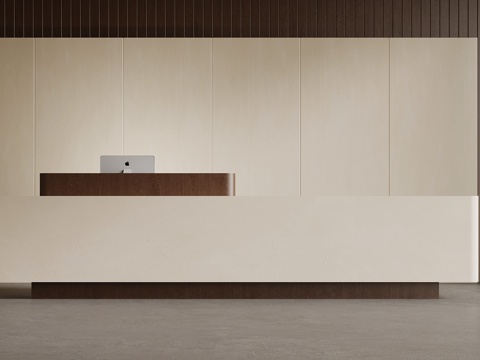 中古风接待台 背景墙su模型