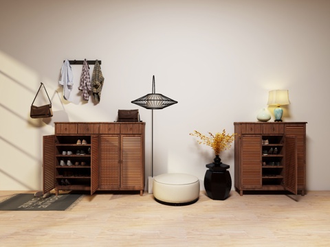  简欧柜子 鞋柜 简欧鞋柜3d模型 