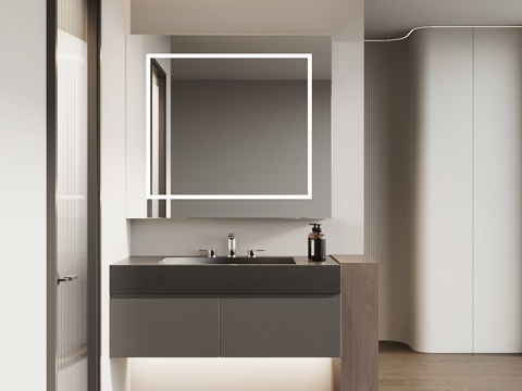 现代意式浴室柜 洗手台su模型