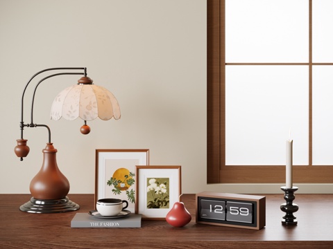 中古风饰品摆件 装饰摆件 台灯su模型