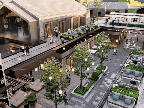 现代商业景观 商业外摆 文化街区 商业街su模型