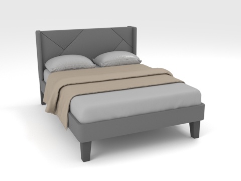  双人床 现代床 软包床 床头板床 简约床3d模型 