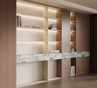 现代中古风书柜 置物柜su模型