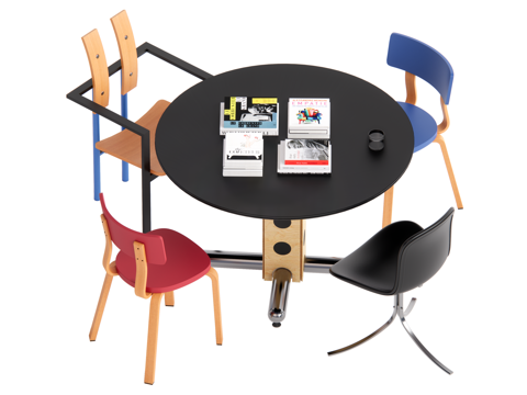 现代包豪斯餐桌椅组合su模型